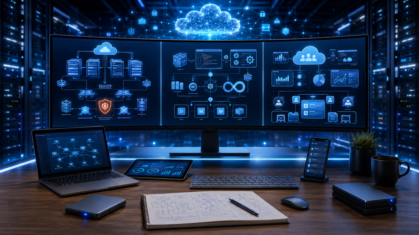 IaaS vs PaaS vs SaaS comparison showing cloud infrastructure, application platform, software services, cloud architecture, and enterprise cloud computing models.
